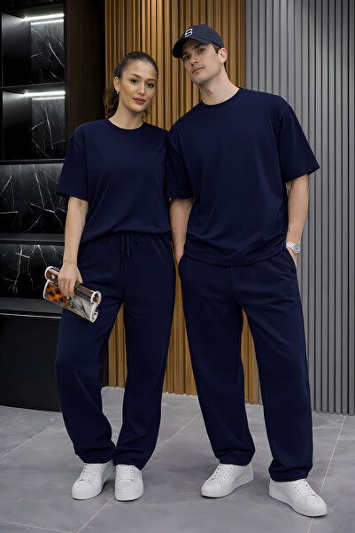 YAKAMEL Kadın Erkek Çiftlere Özel Kısa Kollu Oversıze Yüksek Bel Bisiklet Yak...