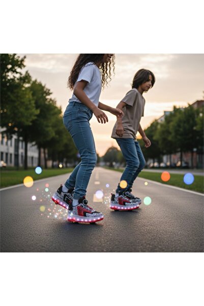 JOJO KIDS unisex çocuk ışıklı patenli ayakkabı , on off düğmeli , oto bağcık ...