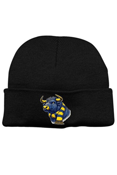 Rabona Fashion Yellow Navy Blue Spirit – Bull Figured Printed Beanie