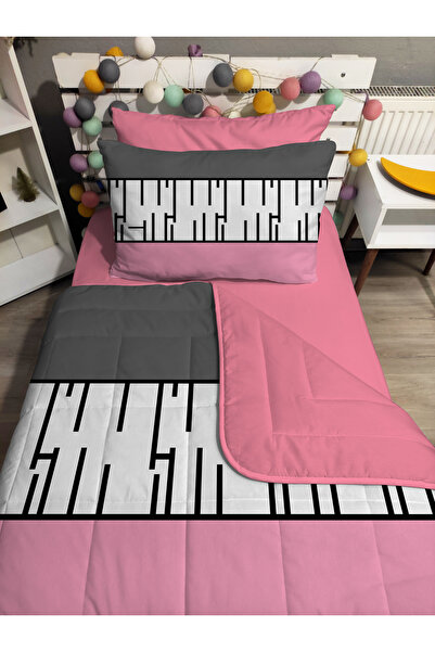 yok yok evim eve dair her şey طقم غطاء سرير مفرد مكون من 4 قطع بنمط بيانو مبط...