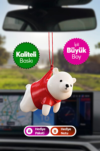 Pleksinova Sevimli Kırmızı Ayıcık Dikiz Aynası Süsü Araba Hediyesi Araba Süsü