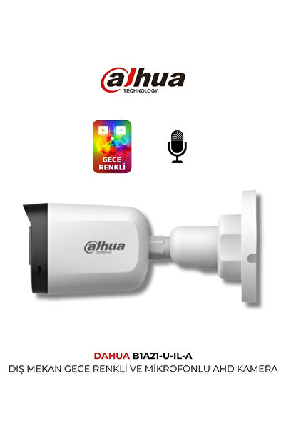 DAHUA HAC B1A21P U IL A 2MP Kamera 30m Gece Görüş IP67 Bullet Kamera Mikrofon...