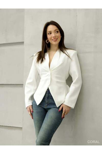 Coral Tied Four-Button Jacket 6345 White