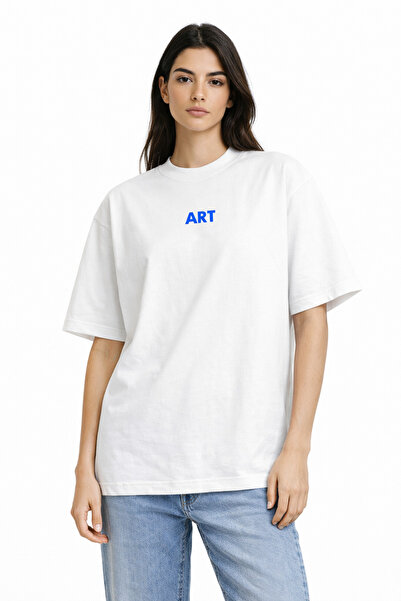 Compostela Unisex Women's Men's Art Blue Text Front Printed Oversize Thick Fa...