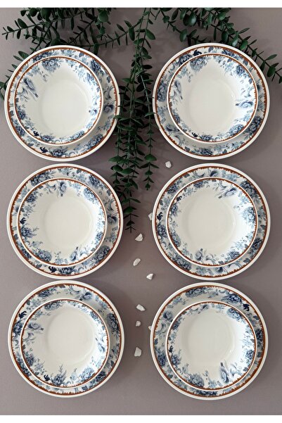 Yiğit Seramik Züccaciye Bluekitchen Model Rölyefli 6 Kişilik 12 Parça Modern ...