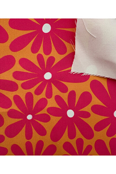 podyum baskı Orange and Pink Flowering Upholstery Fabric in Maximalist Decor ...
