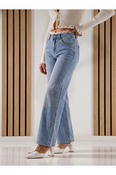 Zaira Blugi Wide Leg Dama Perla Albi #A1425 - 30