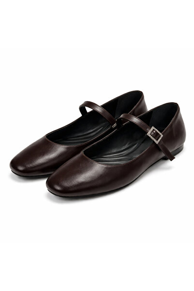 KİNDEP (Cico) Buckle Detailed Casual Women's Flat Shoes Brown