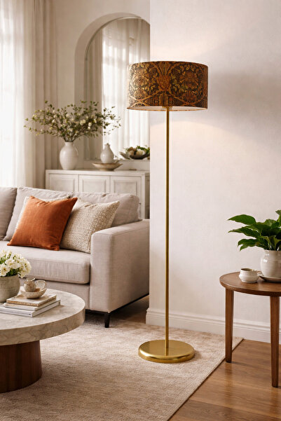 Natiorj Eskitme Model Abajur Şapkalı Lambader Salon Yatak Odası Şık Lambader