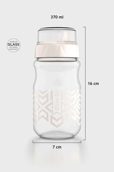 Renga Lexa 370 ml Ethnic Patterned Glass Oil Bottle 152089 Beige