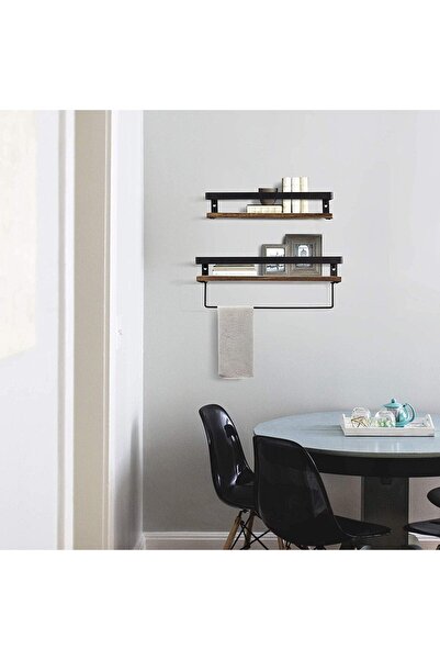 Anicoll Wall Mounted Rustic Wooden Storage Shelf with Towel Holder