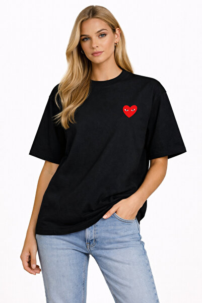 CAMBLYS Unisex Comme Des Garçons Angerful Front Printed Oversized Thick Fabri...