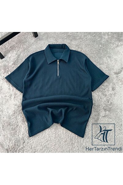 HerTarzınTrendi Μπλουζάκι Unisex με βασικό γιακά πόλο, από ύφασμα ριμπ οθωμαν...