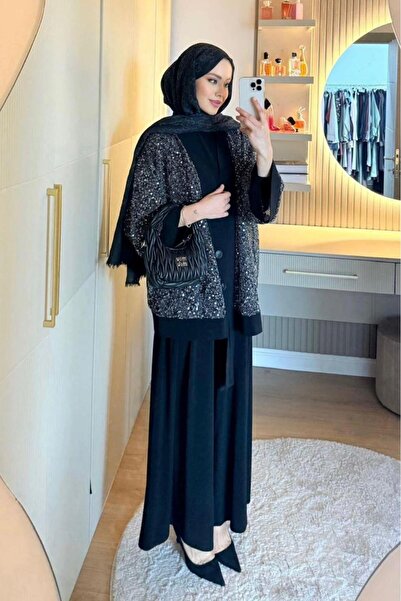 Aryen Sequin Embroidered Triple Sandy Trouser Set