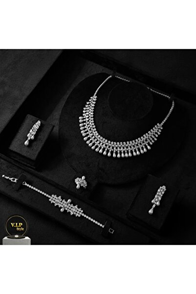 jewelrystore Zircon Four-Piece Accessory Set with Empty Box