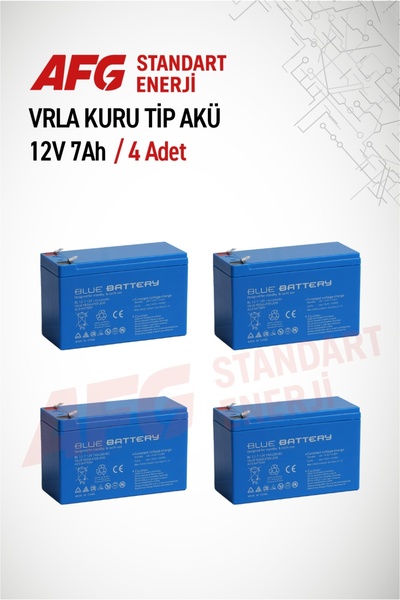 Blue Battery 4 ADET 12 VOLT 7 AMPER KURU TİP AKÜ 12 V 7 AH BL Mavi