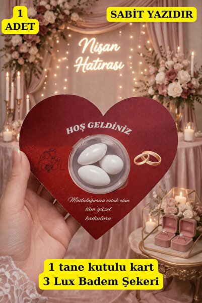 Emtory Gift 1 Adet - Kalpli Kartlı Kutulu Badem Şekeri Hediye - Nişan Hediye ...