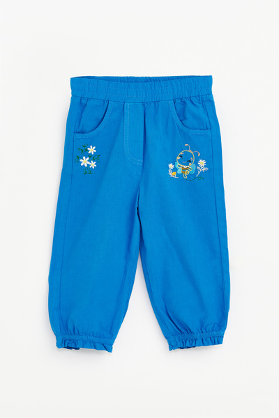 Mod Kids Children's pants, Bonito, cotton, light blue, floral embroidery, gir...