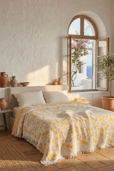 cottoncloth Muslin Double Layer 5 Layer Padded Bedspread 220X240 cm 100% Cott...