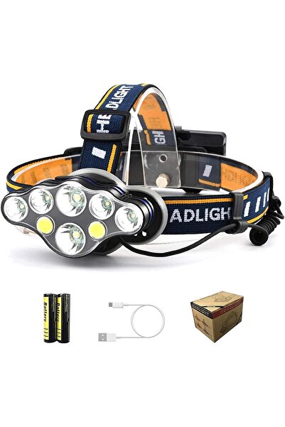 Arabest مصباح رأس قابل لإعادة الشحن بـ 8 مصابيح LED، كشاف رأس مقاوم للماء يعم...