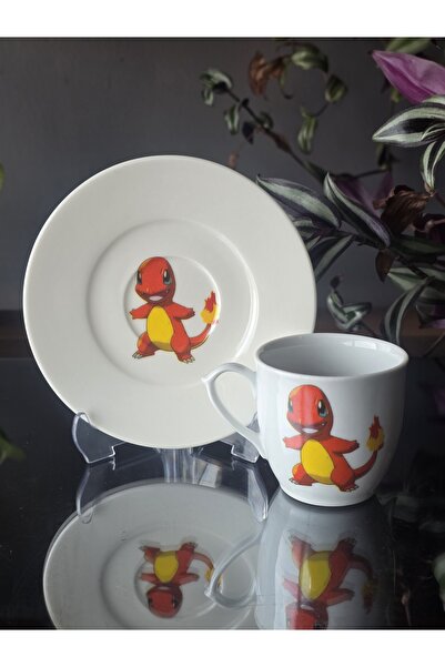 FERMATO طقم قهوة من سلسلة تشارماندر بوكيمون لشخص واحد مكون من قطعتين