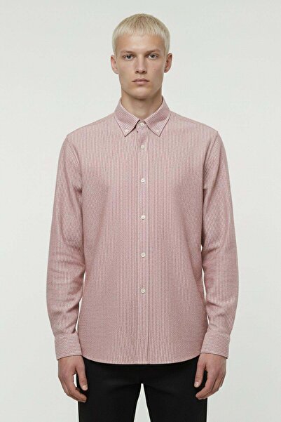 Sabri Özel Giotelli Brown Slim Fit 100% Cotton Button-Down Collar Shirt