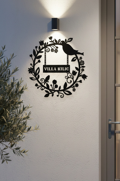 Grandmix Kişiye Özel Villa Kapı Tabelası Dekoratif Bahçe ve Ev Duvar Süsü İsi...