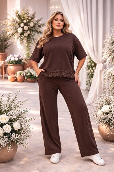 ANATOLIATEKSTILE Women's plus size suit 2-piece set elegant casual t-shirt + ...