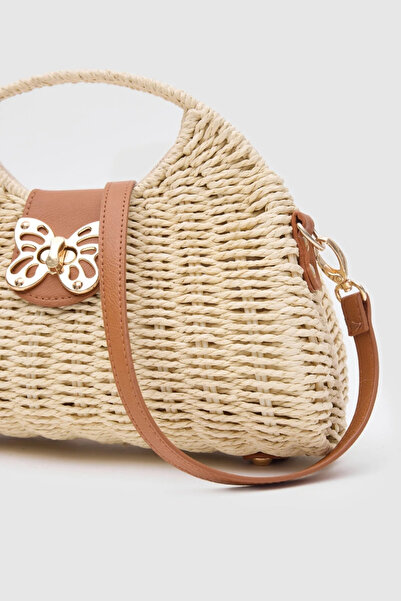 Luminos Butik Pălărie de vară pentru femei, bej, împletitură din paie, geantă...