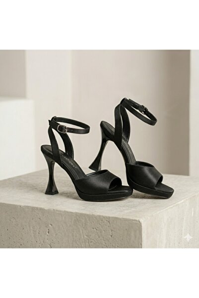 KİNDEP (Erbay) Single Band Platform Women's Heeled Shoes Black
