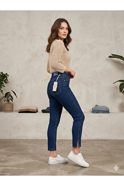 OwenLife REEPİ Τζιν με σκισίματα και ραφές, σκούρο χρώμα, ΜΗΚΟΣ:93ΕΚ