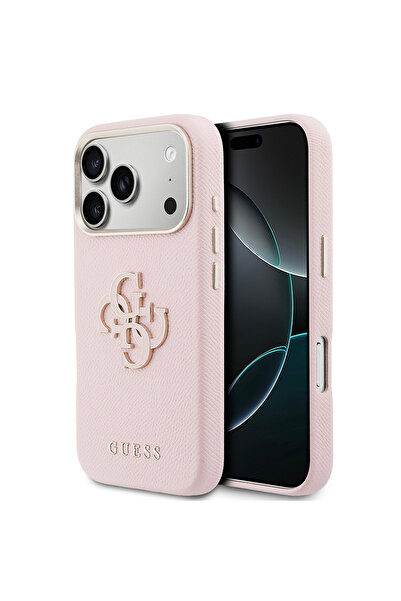 Guess iPhone 17 Pro Uyumlu Kılıf Lisanslı 4G Büyük Metal Kamera Çerçeveli PU ...