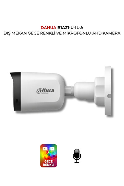 DAHUA Cooper Serisi 2MP Bullet Kamera HAC-B1A21P-U-IL-A Smart Dual Light Dahili Mikrofon Gece Renkli