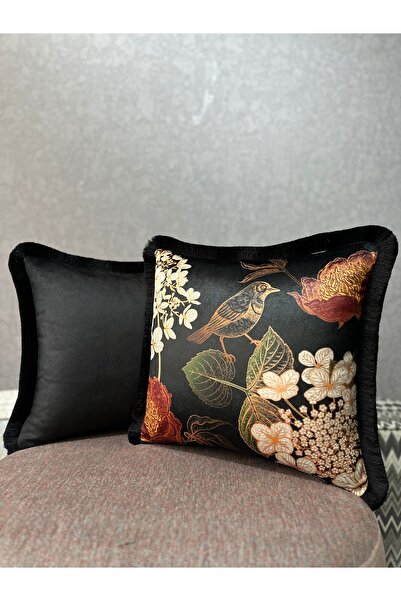 Fabricland ROBIN-9372 COMBINAȚIE DUBLĂ CU CIUCURI NEGRI 43X43 HUSĂ DE PROTECȚIE