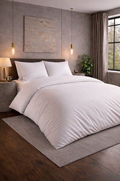 Bella Home Double Striped Satin Duvet Cover Set |   Comfortable & Stylish |  ...