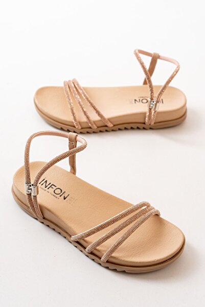 Zerenyus Zri̇n-1001-1100 Premium Nut Pink Stone Daily Women's Sandals