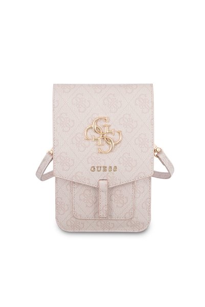 Guess Original Licensed 4g Patterned Large 4g Logo 5 Compartment Hanging Magnet Cover Bag Pink