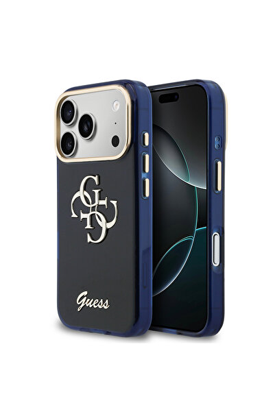 Guess 4G Script Metal Case for iPhone 17 Pro - Navy Blue