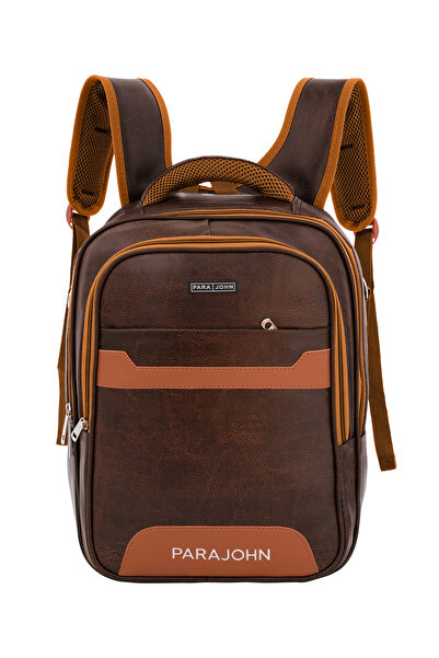 PARAJOHN Para John 16" PU Leather Backpack Large Capacity Durable Travel Lapt...