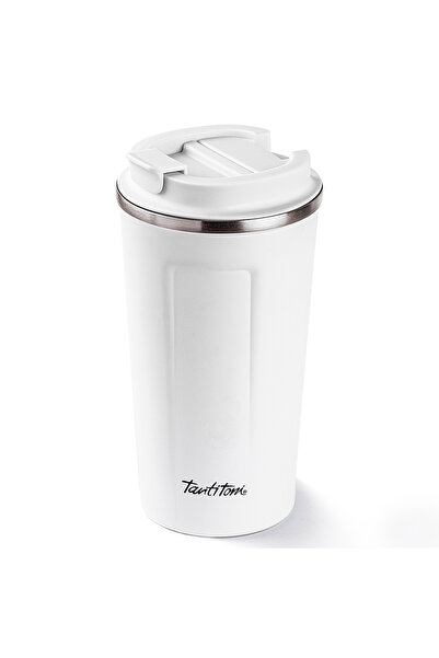 Saule 001-01-BEYAZ COFFEE YAZILI PASLANMAZ ÇELİK TERMOS BARDAK 500ML