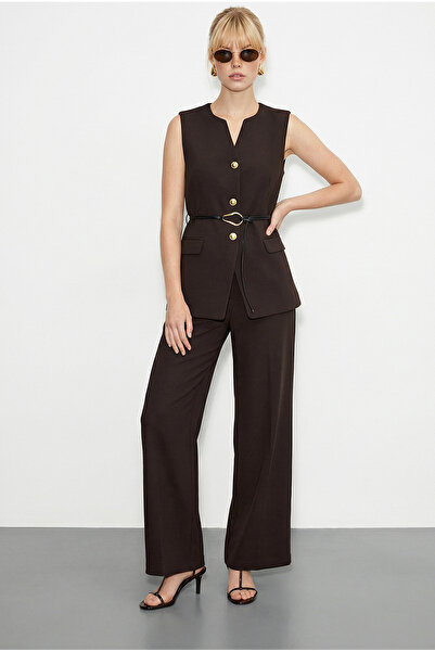 Bianco Lucci Kadın Kemer Detaylı Yelekli Palazzo Pantolonlu Alt-Üst Takım 939...