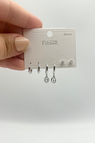 SEHERDEN Minimal Multiple Women's Earring Set with Crystal Stones