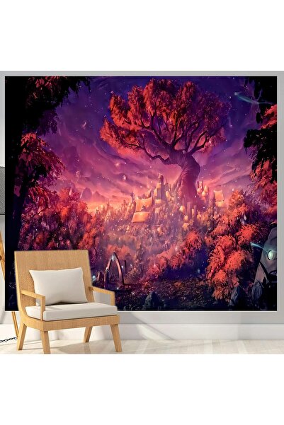 NO BRAND Tapiserie UV Arborele Vieții, Pânză de perete cu lumină neagră