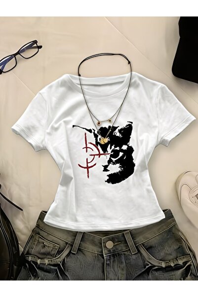 Toum Kemer Boy Sweet Cute Cat Crop Blouse