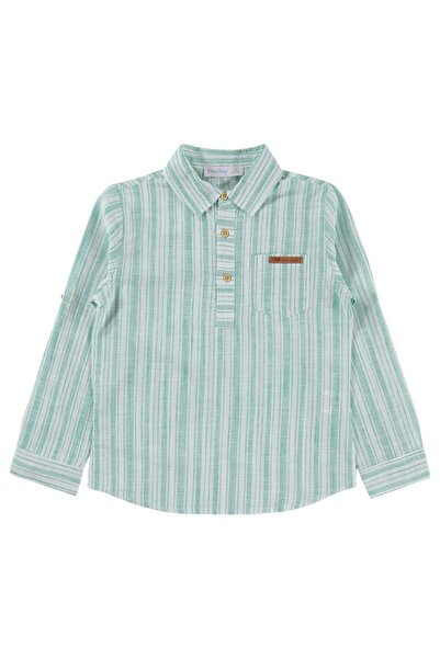 ZEYNEVA Тимо Мъжка раирана риза с частични кръпки 6-9 години - Зелена