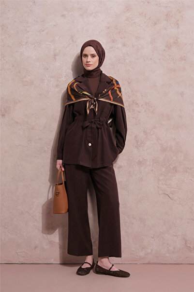 Armine Cupra Karışımlı Ceketli Takım Acı Kahve