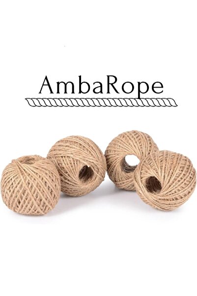 Ambarope Jute Rope 100 Grams, 100 Meters 4 Pieces - Wicker Rope - Sack Rope -...
