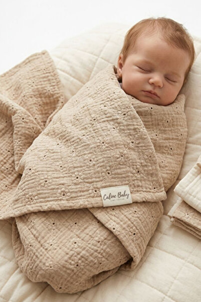 Caline Baby قطعتان من قماش الموسلين المطرز بنمط ديزي - 110x110 سم