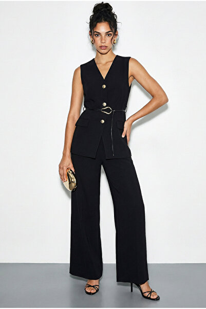 Bianco Lucci Kadın Kemer Detaylı Yelekli Palazzo Pantolonlu Alt-Üst Takım 939...