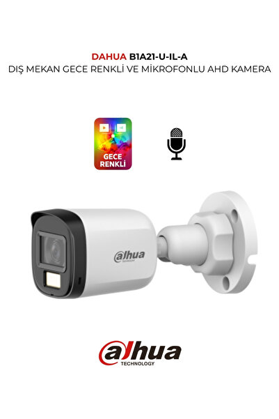 DAHUA HAC-B1A21P U IL A 1080P Kamera Gece Renkli ve Dahili Sesli 3.6mm Lens 3...
